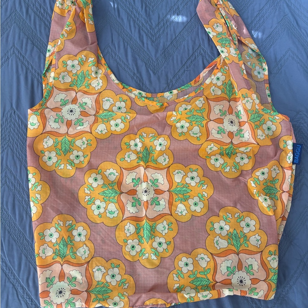 Floral Baggu with Yellow and Pink Pattern